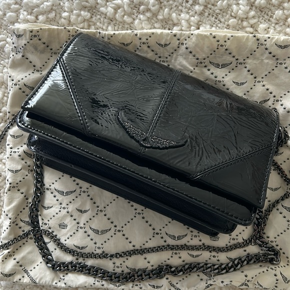 MAKE OFFER! ZADIG & VOLTAIRE ROCKY black patent bag - Picture 1 of 15